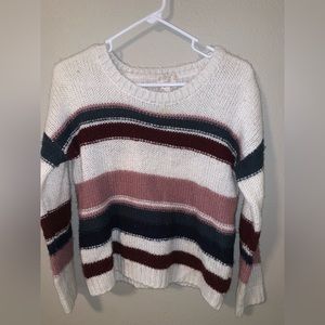 Hippie Rose Sweater, Size Medium, Stripes, Fall
